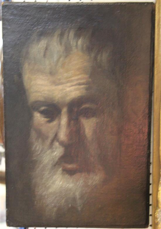 Unframed oil portrait of bearded man